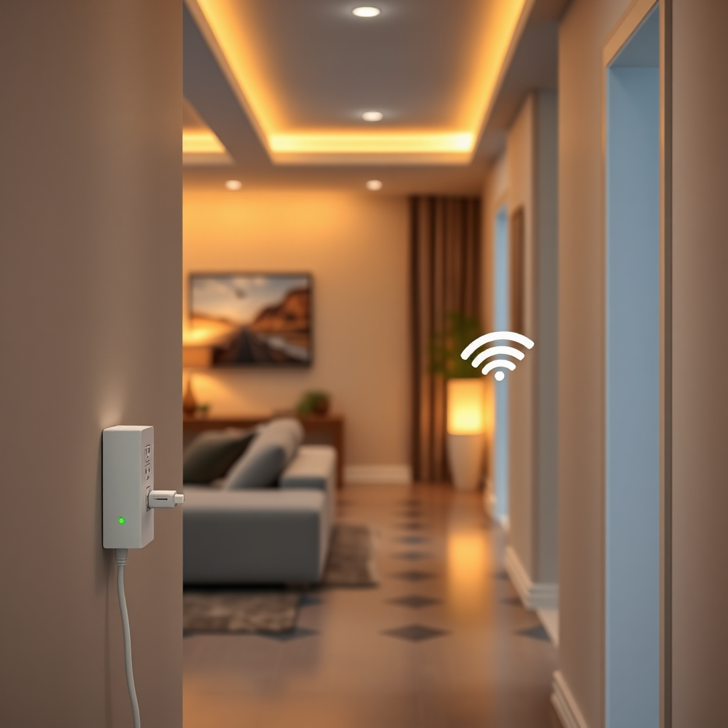 لقطة استخدام مقوي واي فاي داخل منزل أو مكتب