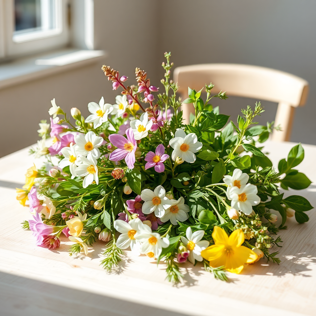 Spring blooms and herbs