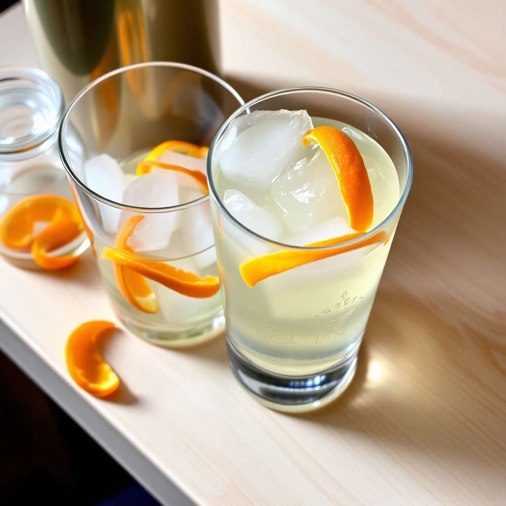 Iced ginger citrus tea with citrus peels