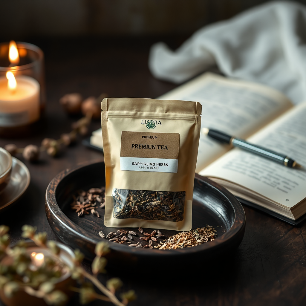 Zen Blend tea pouch scene