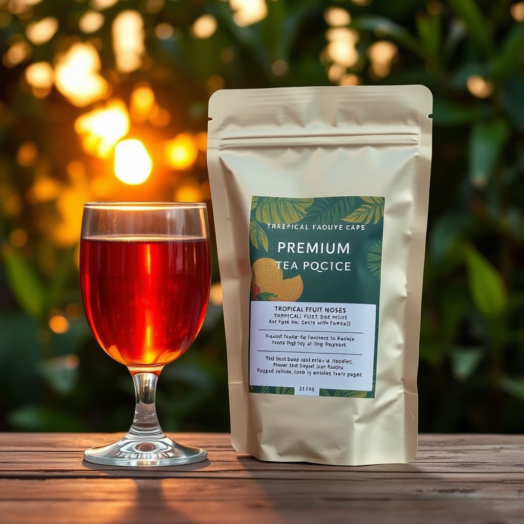Tropical Paradise tea pouch scene