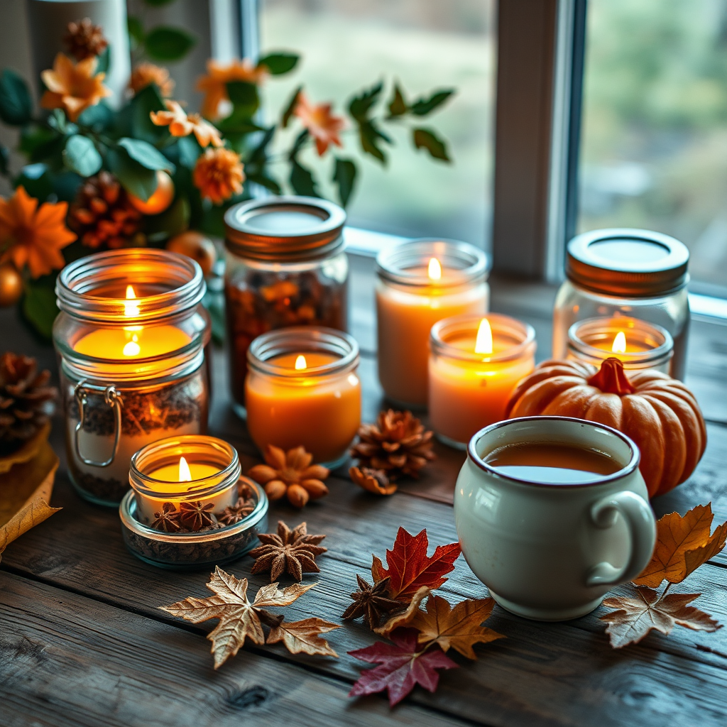 Pumpkin spice chai with candles