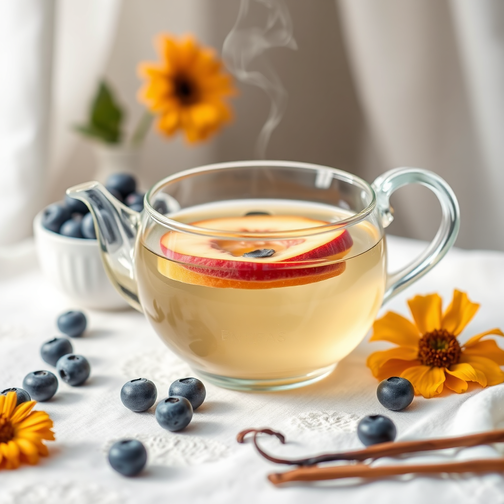 Blueberry vanilla green tea setup