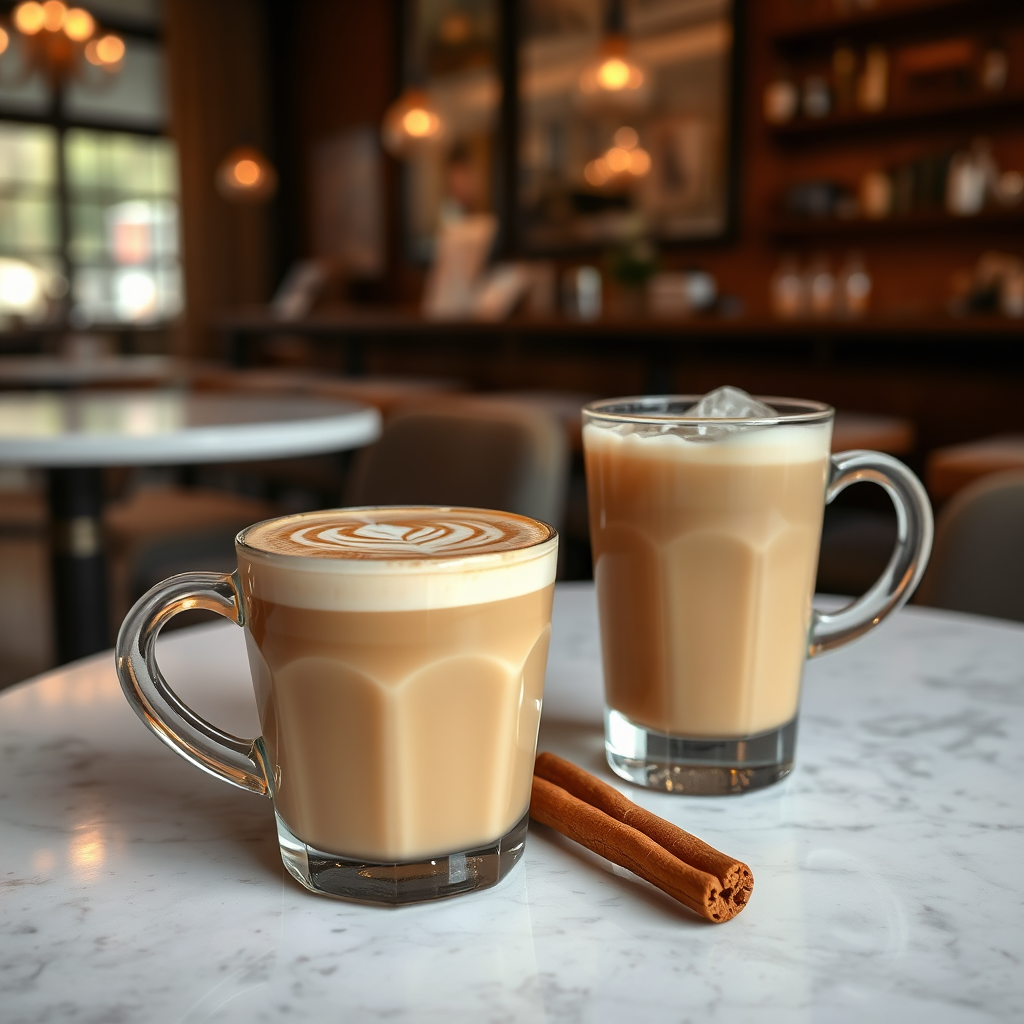 Chai latte with oat milk and latte art