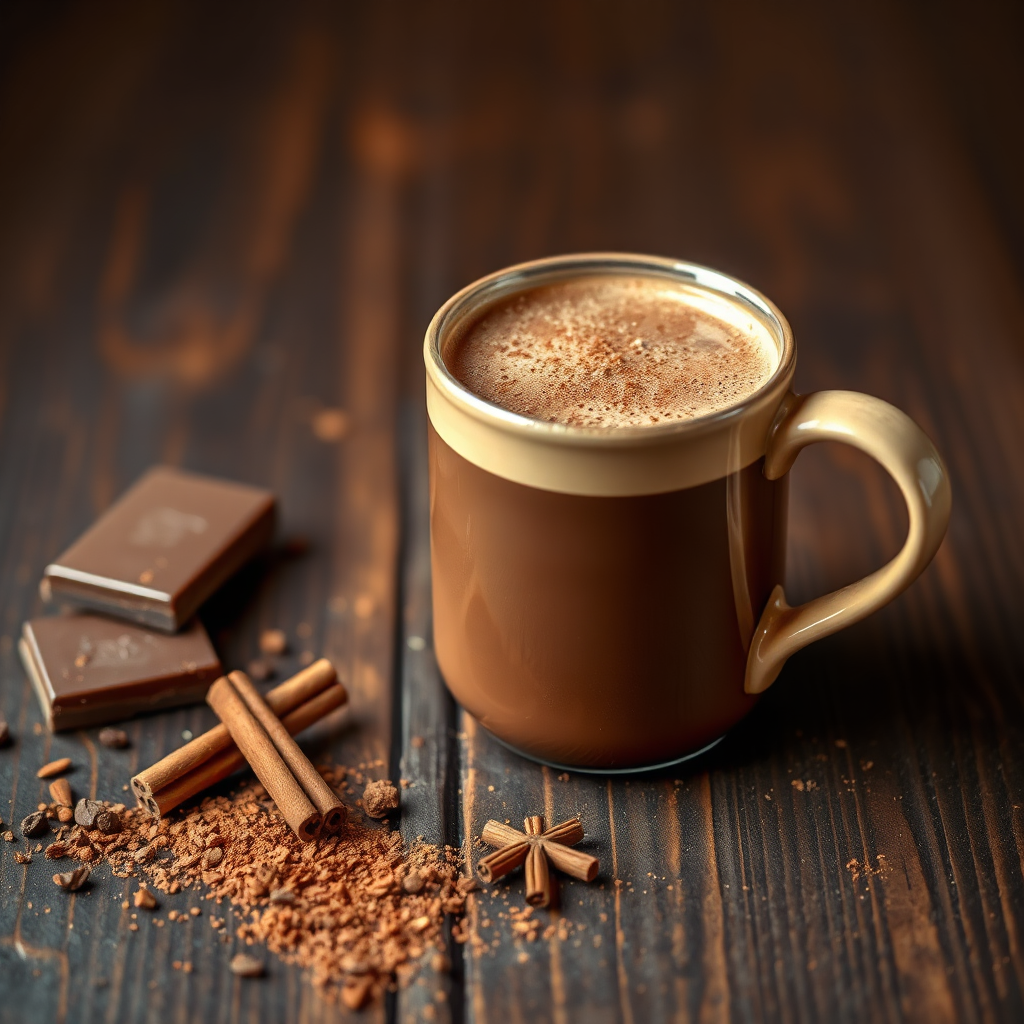 Chocolate chai with cocoa and cinnamon