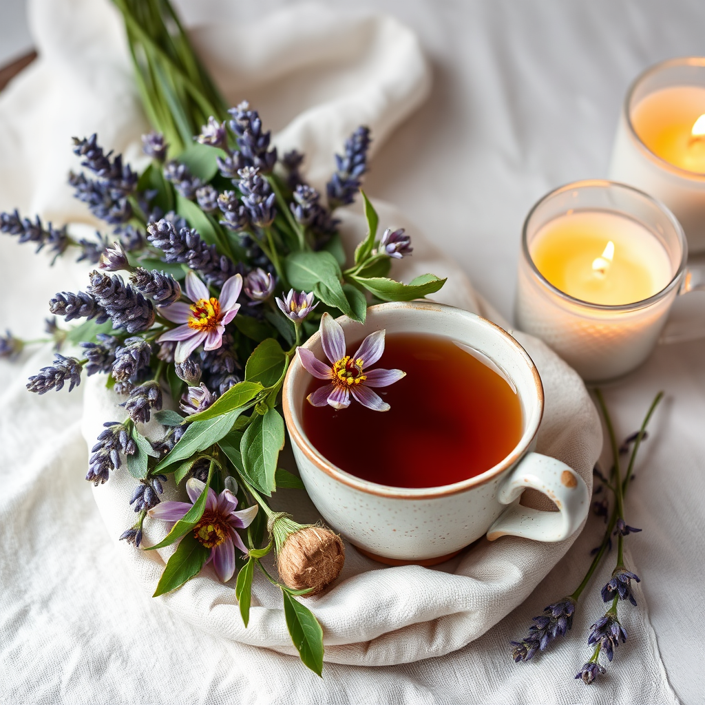 Tea profile visual - lavender, lemon balm, passionflower