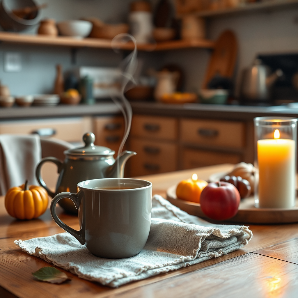Cozy tea rituals with warm candlelight