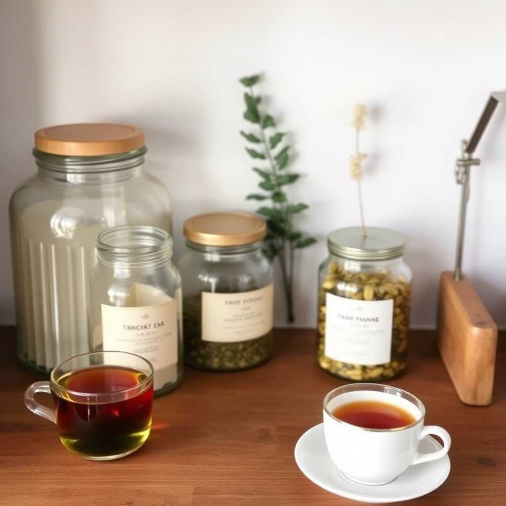 Tea shelf with glass jars