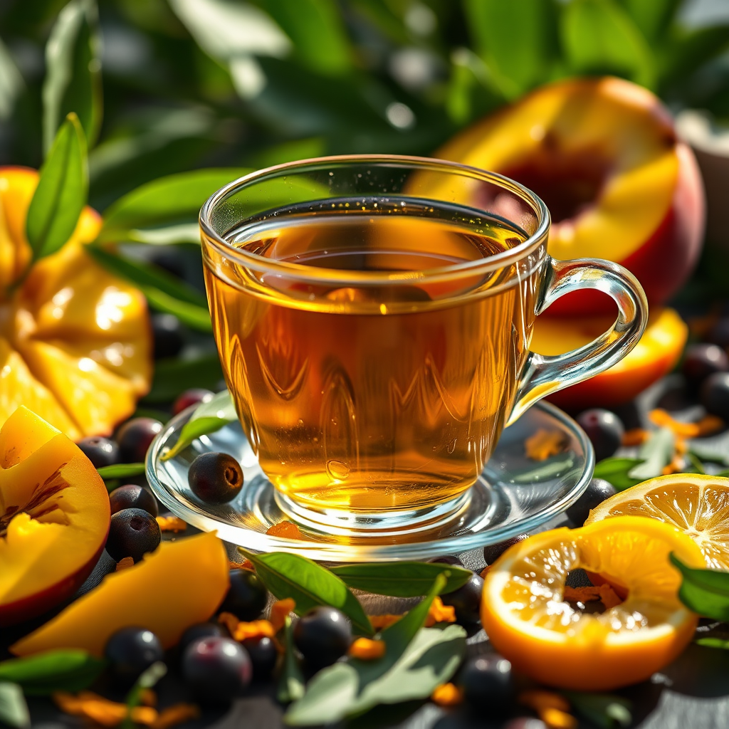 Tropical fruity green tea with mango and peach