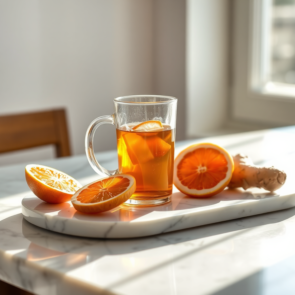 Glass tumbler with citrus infusion