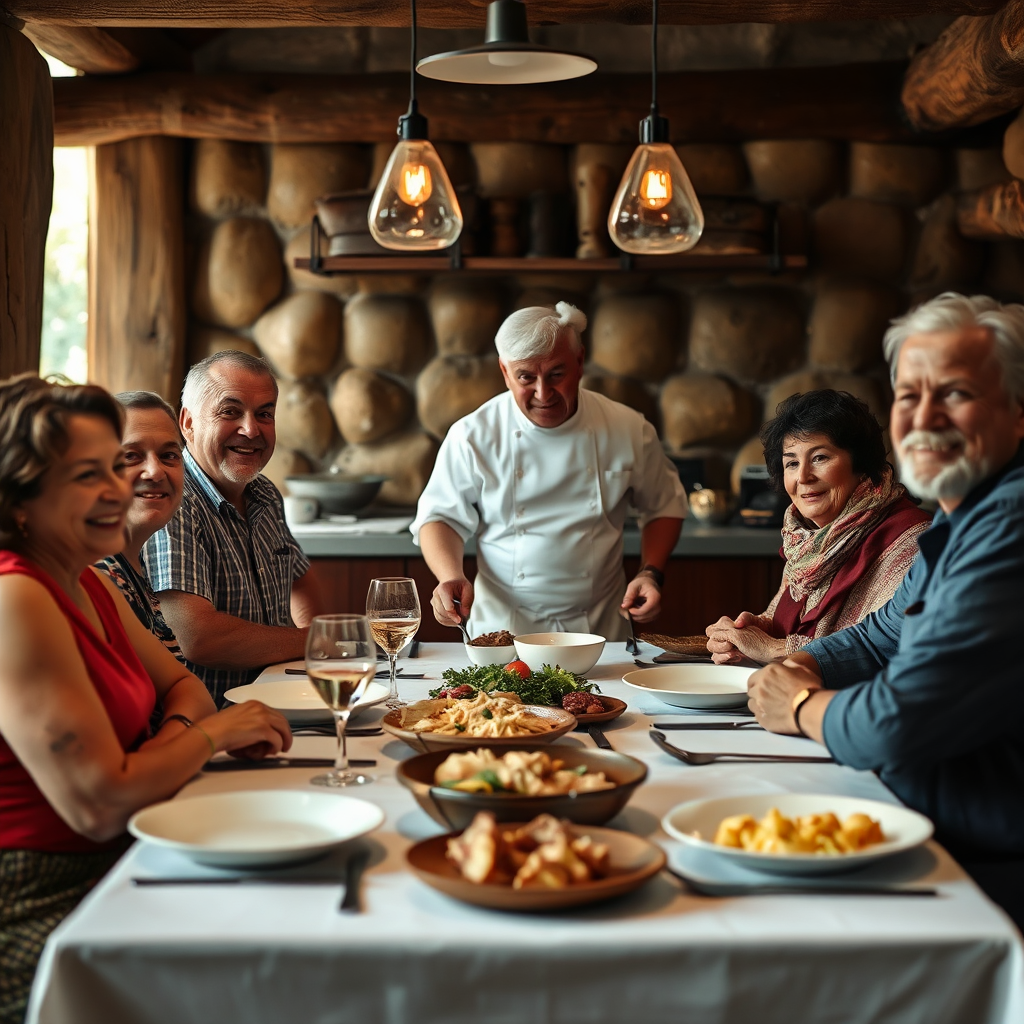 Family and friends chef's table
