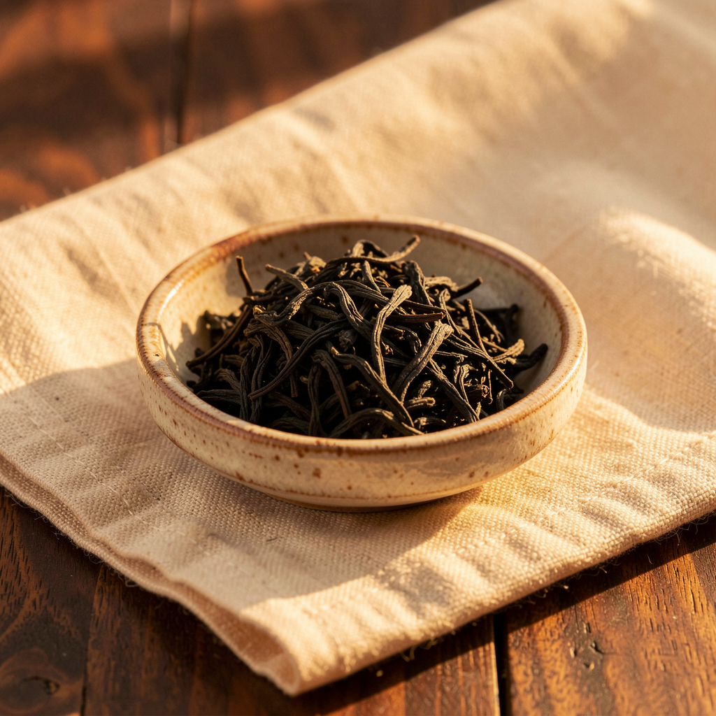 Loose black tea leaves