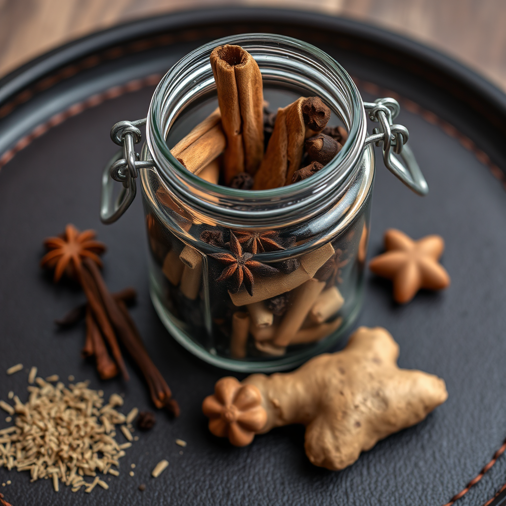 Spices on tray