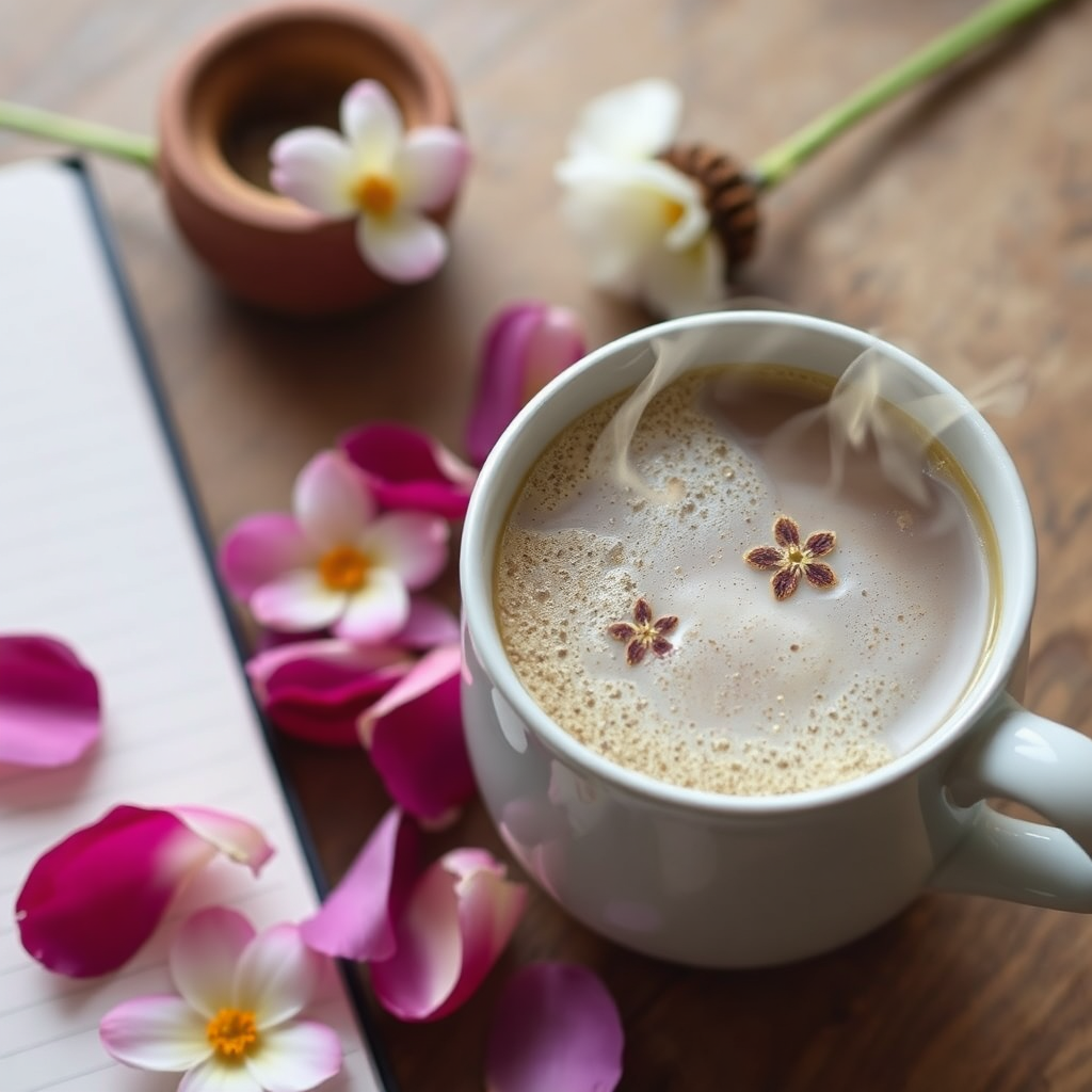 Notebook with tea ritual
