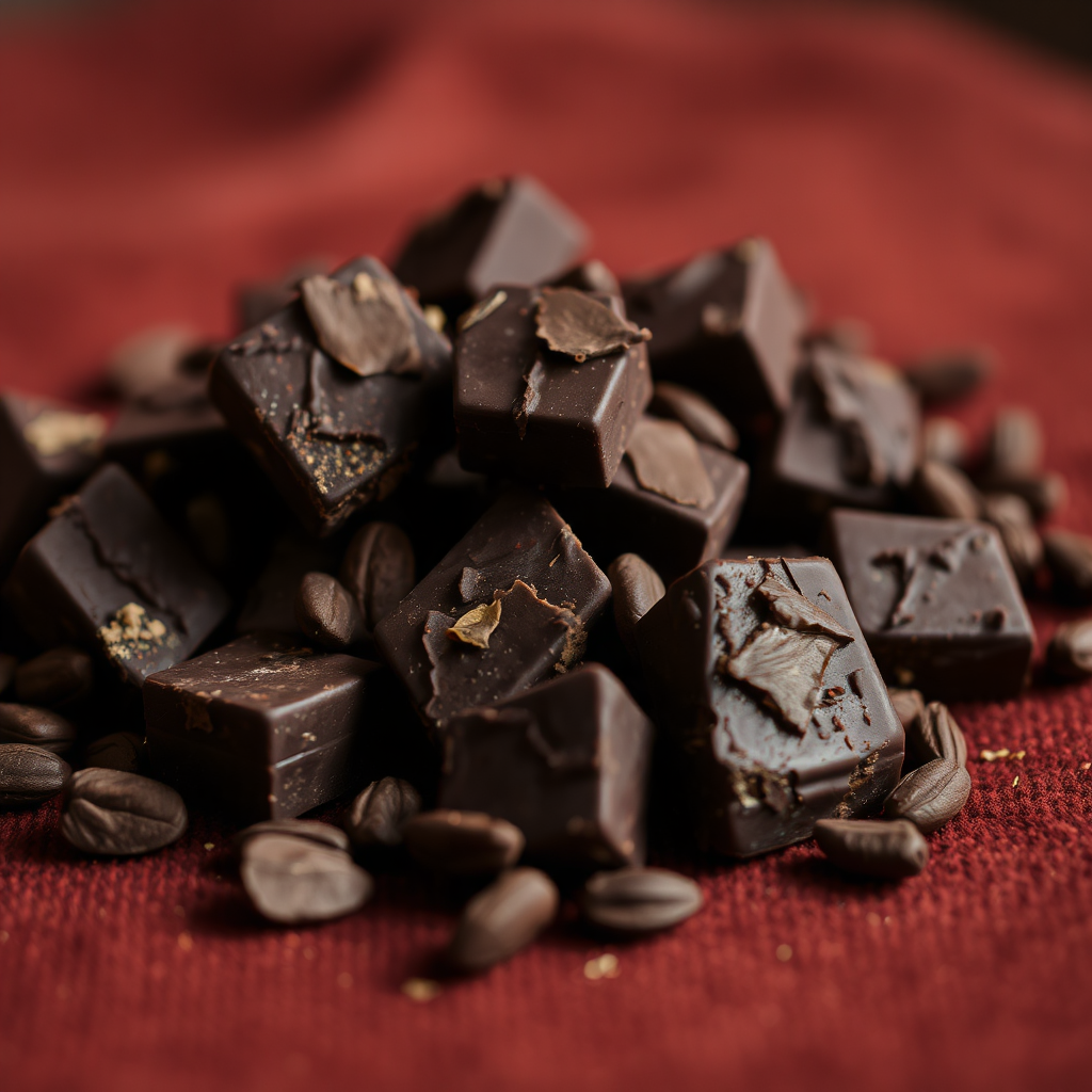 Dark chocolate and cocoa nibs