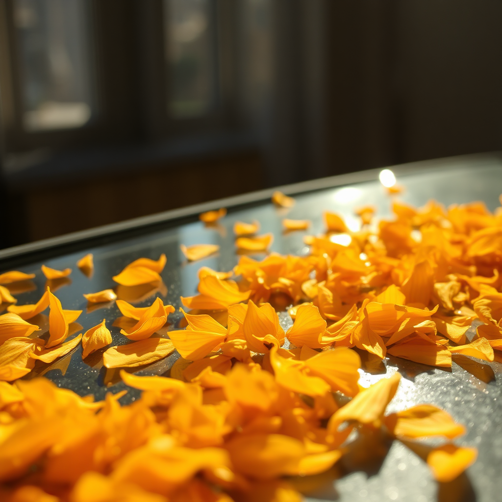 Golden marigold petals
