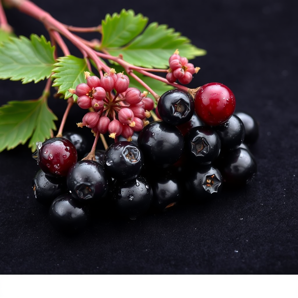 Elderberries and black currants