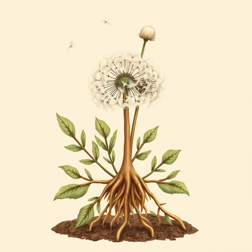 Dandelion root illustration