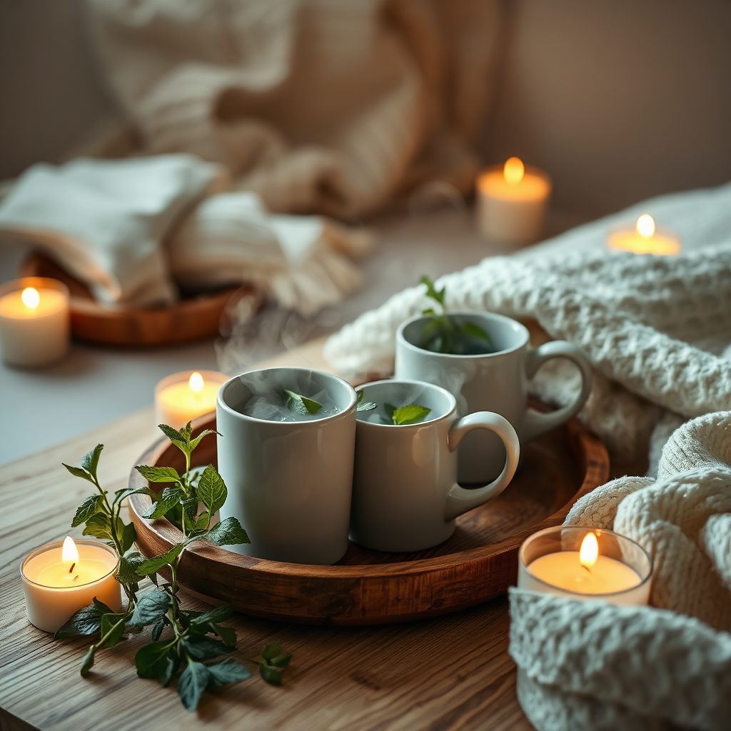 Experience visual: herbal steam and cozy spa setup