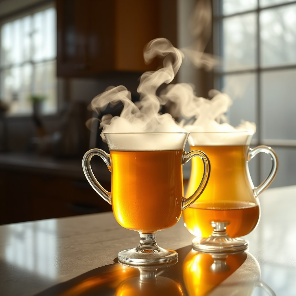 Glass teaware with steam