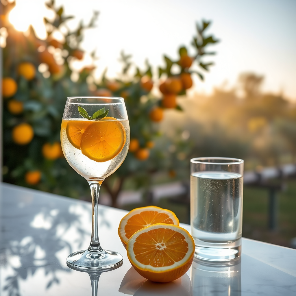 Glassware and citrus duo for pairing