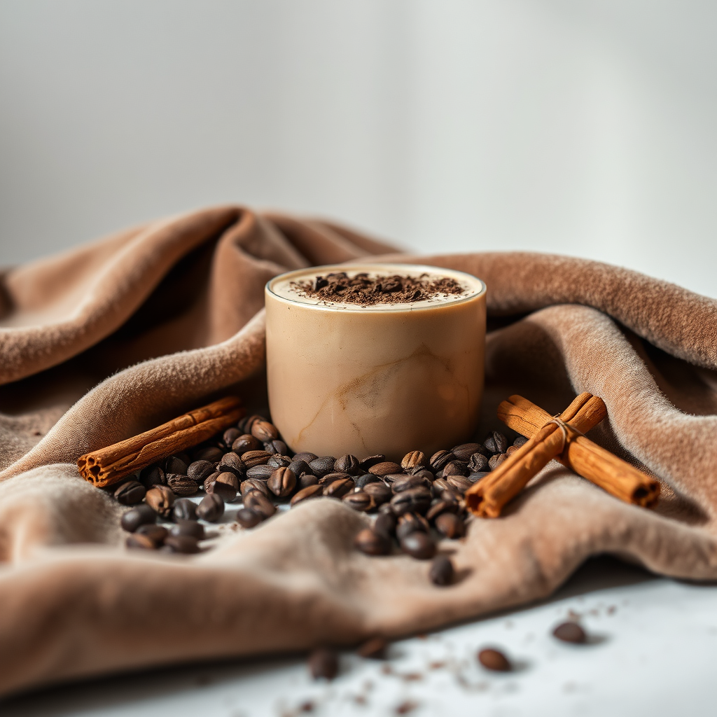 Cocoa nibs and cinnamon in still life