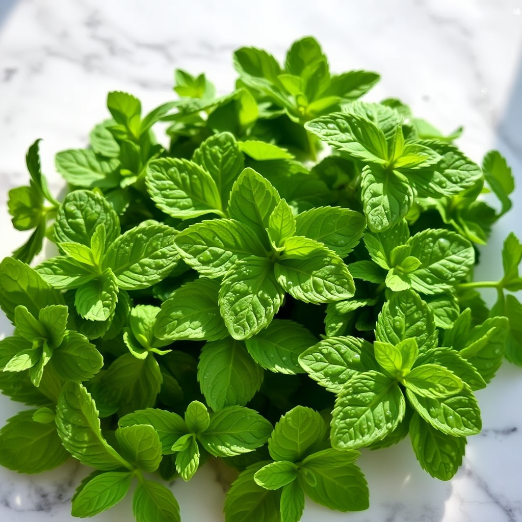 Fresh peppermint leaves