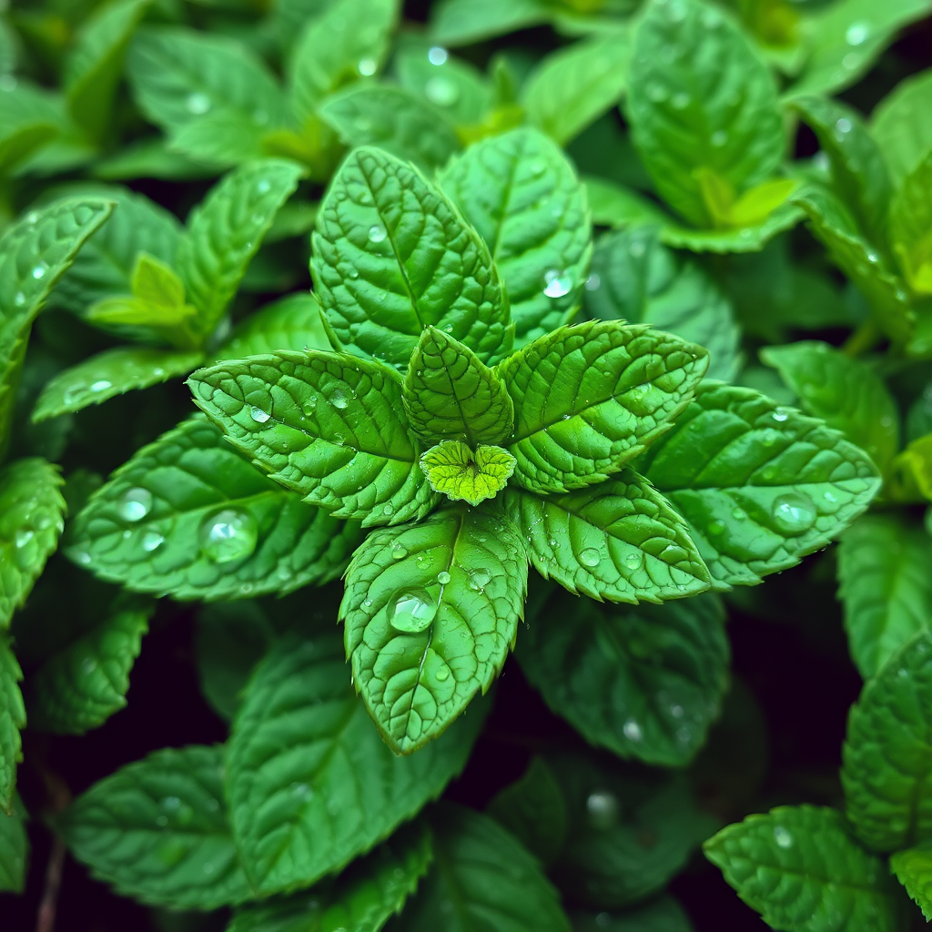 Cooling peppermint leaves