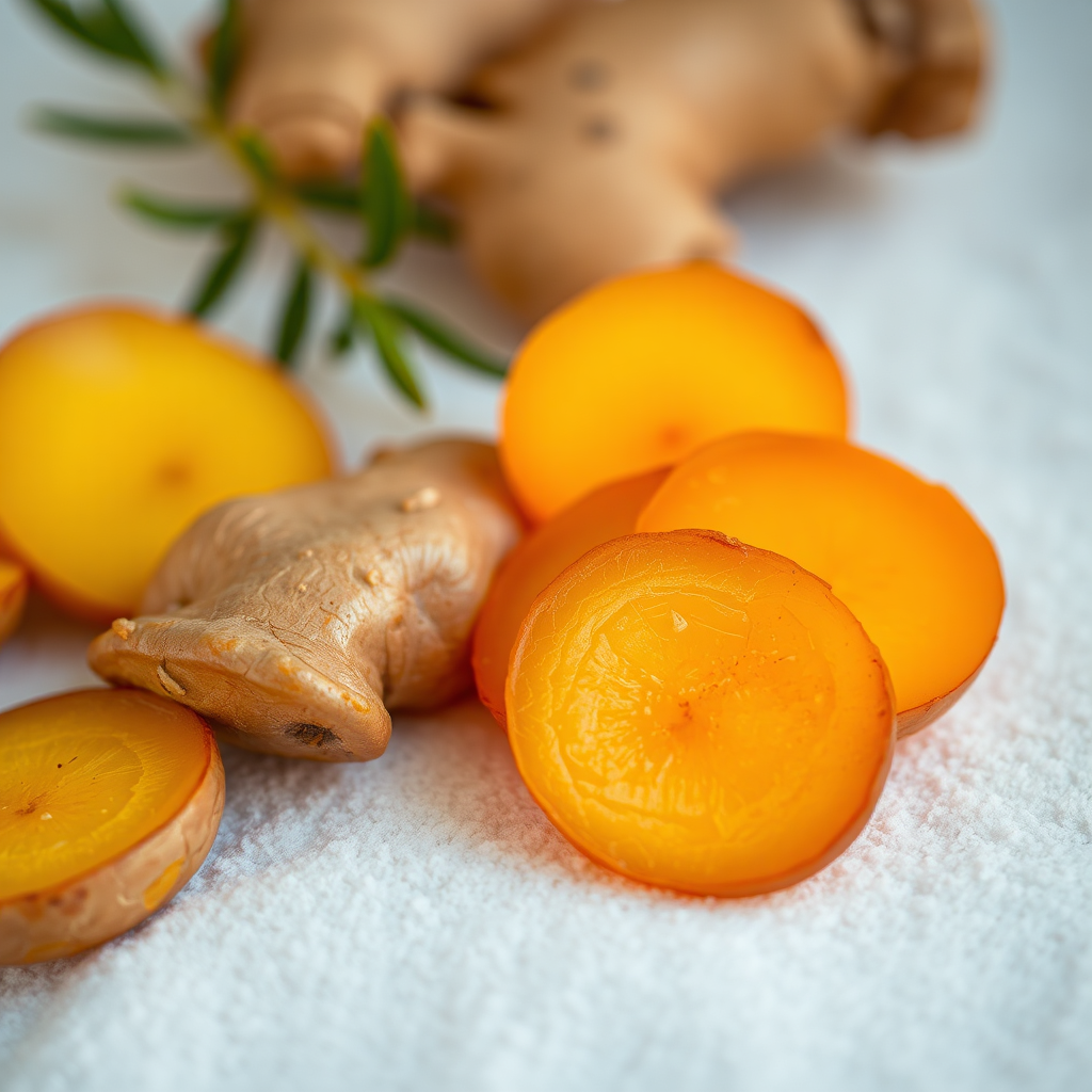 Fresh ginger slices