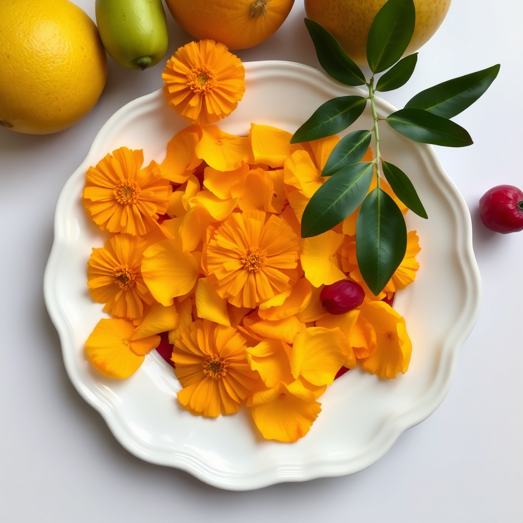 Marigold petals and fruit
