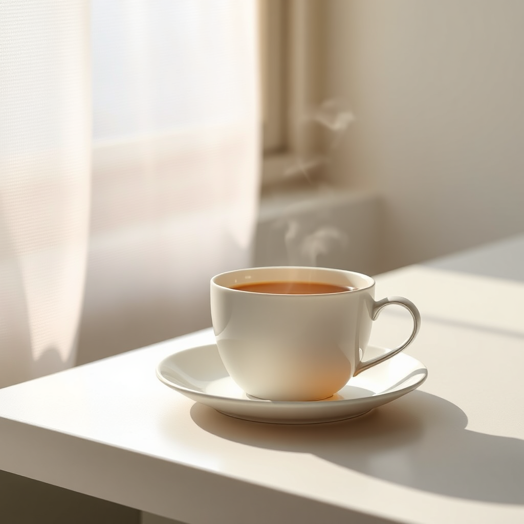 Minimal morning tea scene