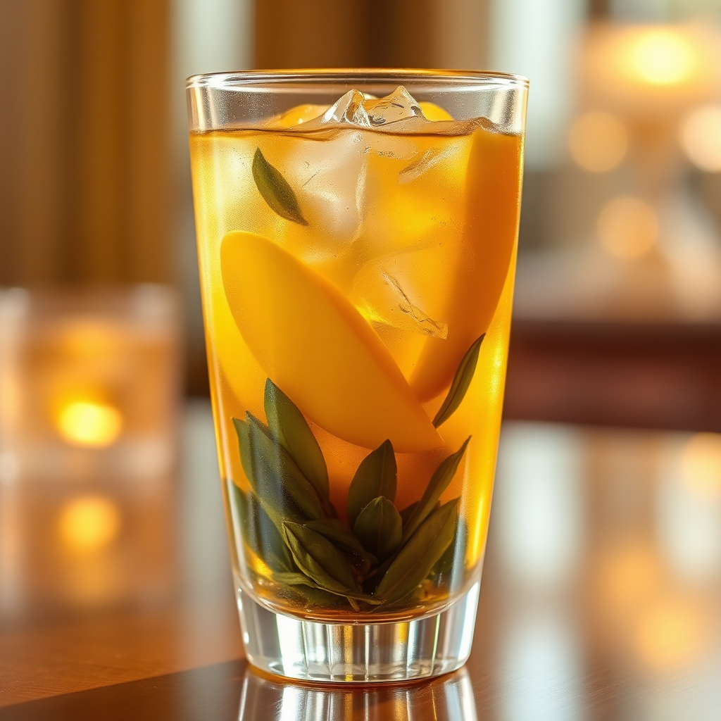 Glassy iced mango tea