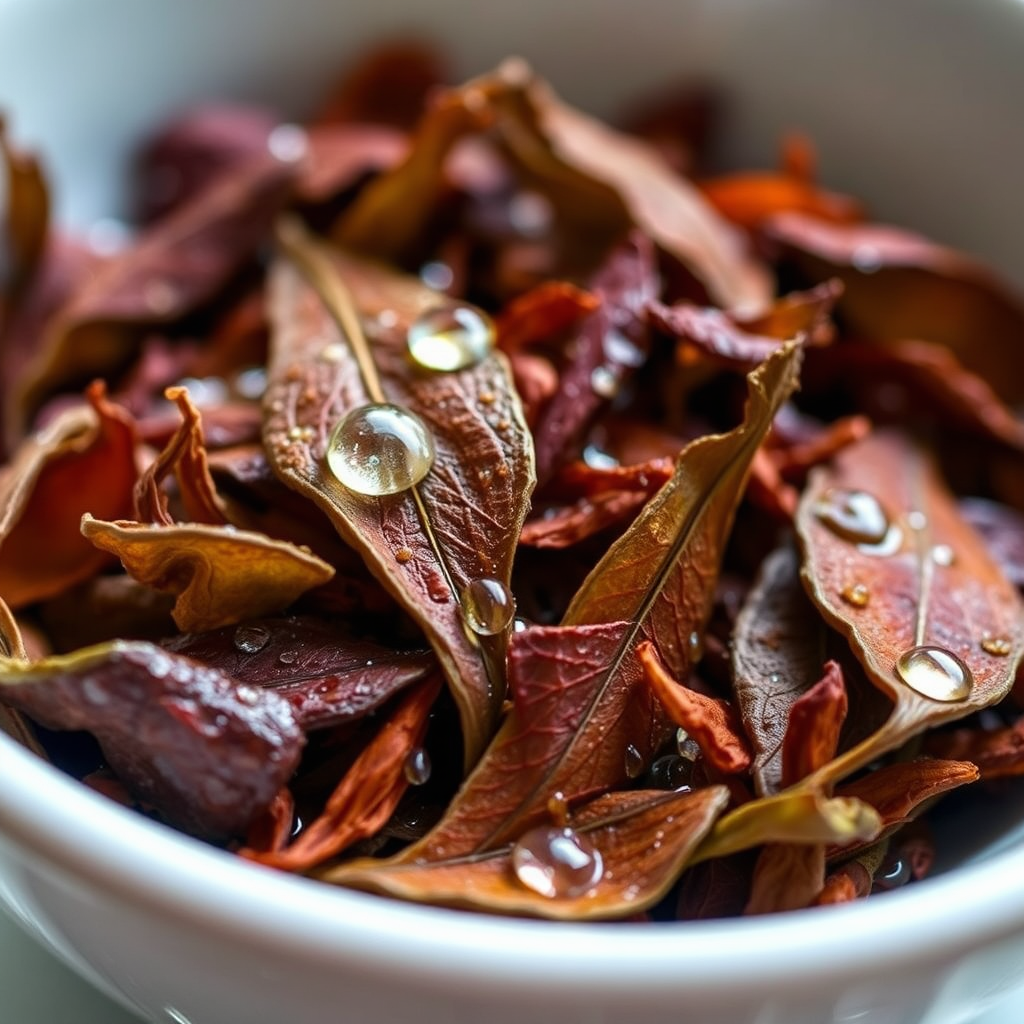 Rooibos leaves in a refined setting