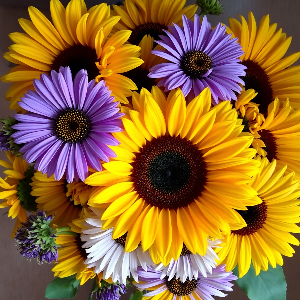 Sunflower and cornflower blossoms