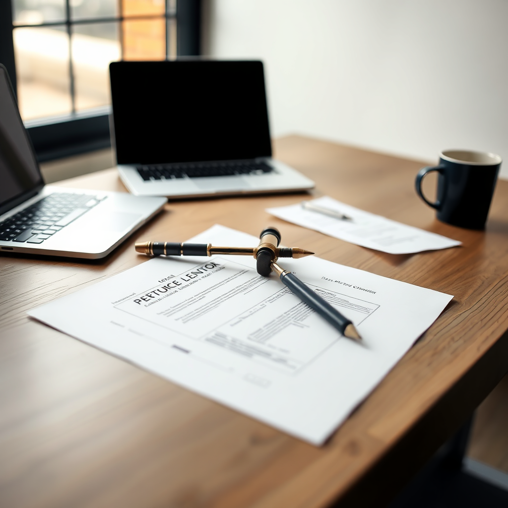 Professional workspace with legal documents