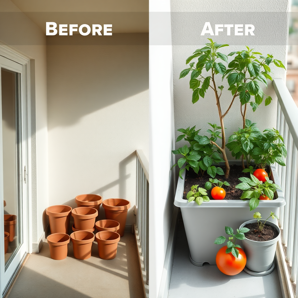 Small balcony garden transformation