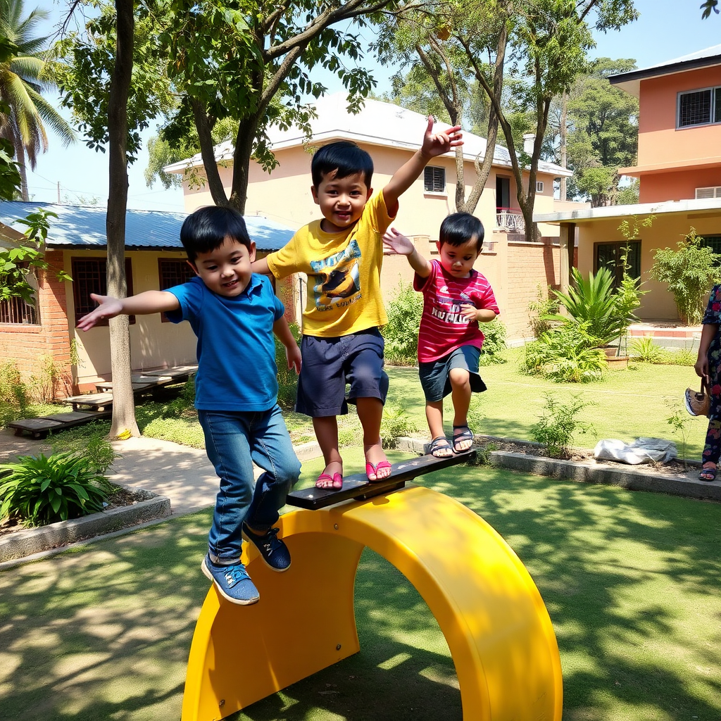Children enjoying outdoor play in a safe school area