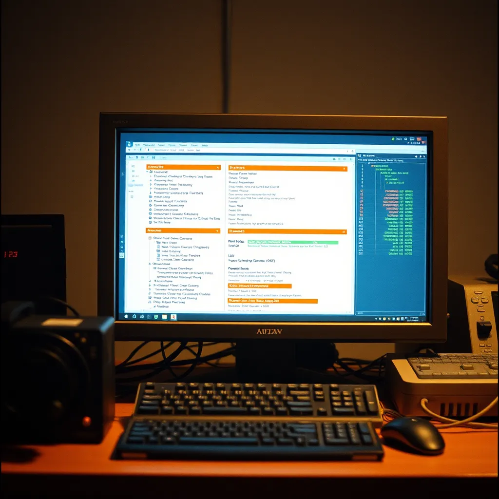 A modern, sleek computer interface with a single, prominent 'Repair Credit' button. The user clicks it with an expression of awe as the background shows credit scores and financial documents rapidly improving. The scene should convey simplicity and ease of use with bright, inviting colors.