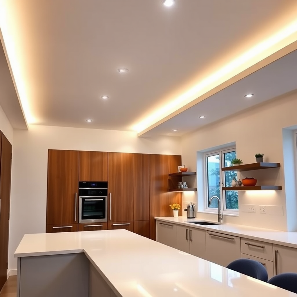 Modern kitchen with recessed lighting