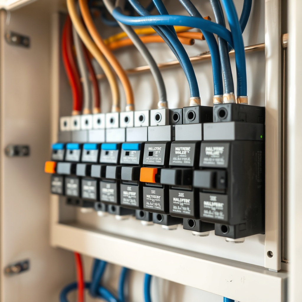 Home electrical panel with new circuit breakers