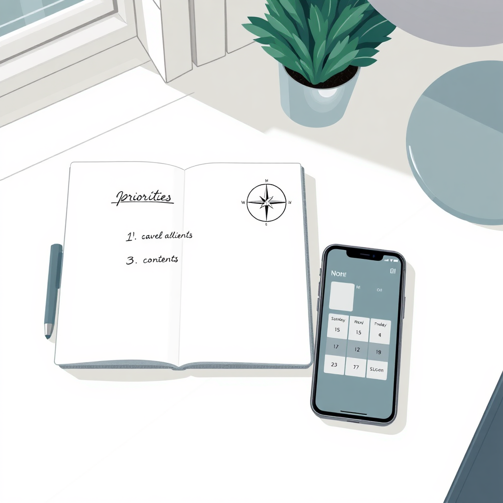 Minimal, calm illustration suggesting clarity and direction