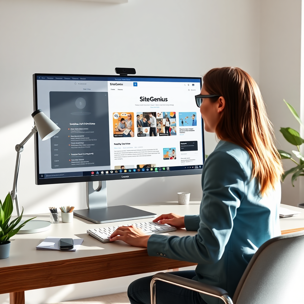 Professional using SiteGenius AI