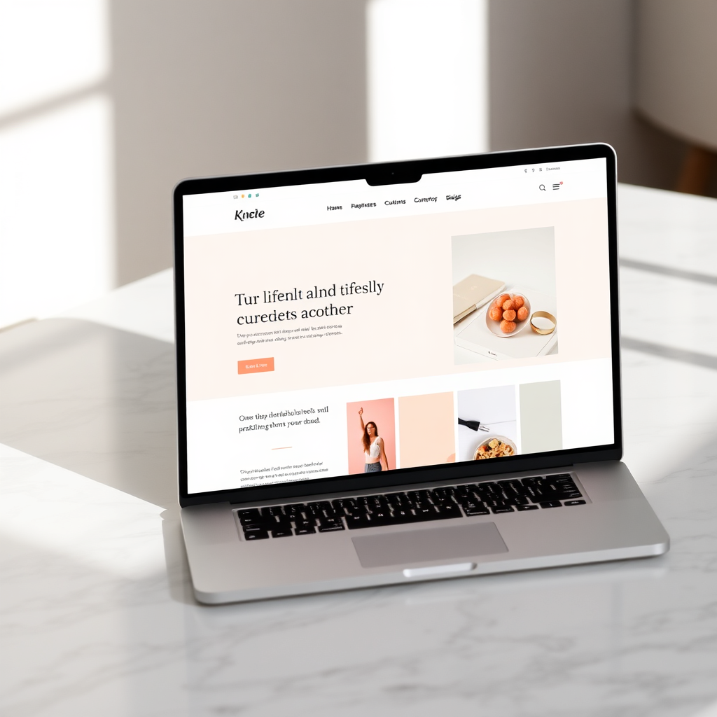 Website design mockup on laptop