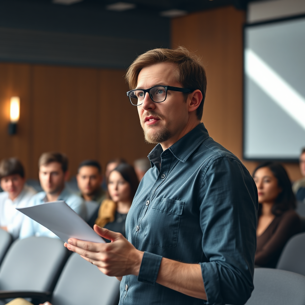 Author speaking at a conference
