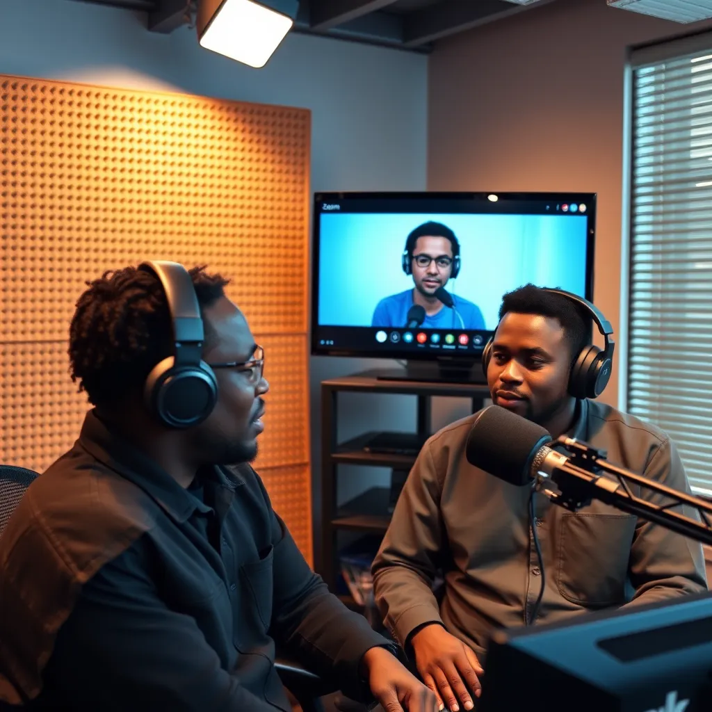 A dynamic reporting scene set in a bustling market, showcasing a journalist interviewing a local vendor. The lighting is natural, with bright sunlight illuminating the colorful produce stalls, creating a lively and authentic atmosphere. The camera angle is slightly tilted for a more engaging perspective, focusing on the interaction between the journalist and the vendor. The color palette is vibrant, showcasing a variety of fruits and vegetables, with earthy tones reflecting the market's ambiance. Textures of fabric and materials used in the market stalls add depth to the image. Environmental elements include curious onlookers and traditional market signs, enriching the narrative of community commerce. The style draws inspiration from photojournalism, capturing real-life candid moments in ultra-detail, perfect for storytelling in 8K resolution.