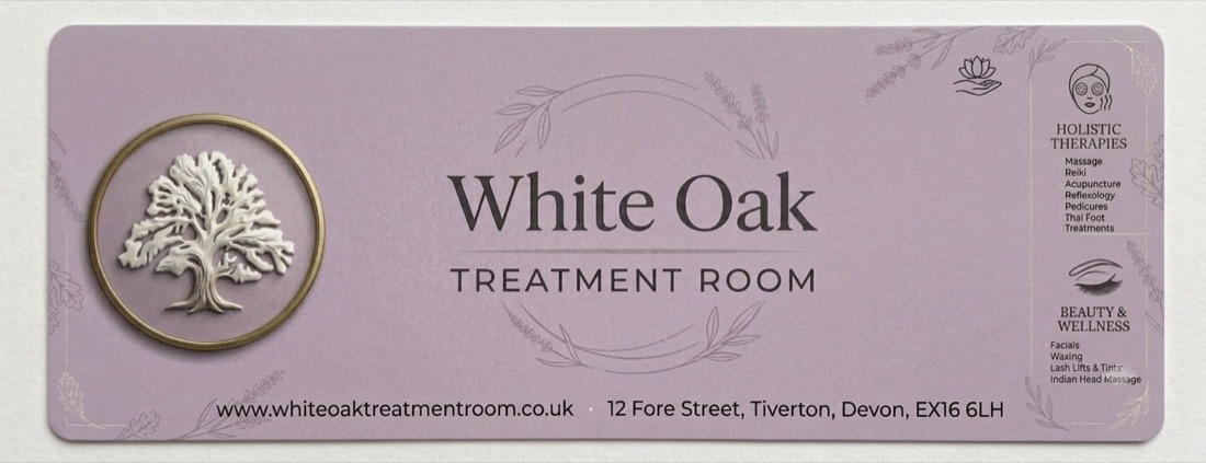 White Oak Treatment Room — holistic therapies, beauty and wellness at 12 Fore Street, Tiverton