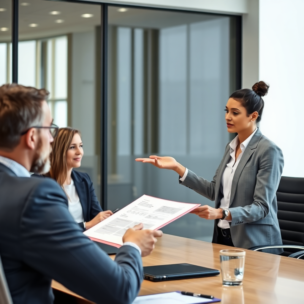 Adviser presenting benefits report