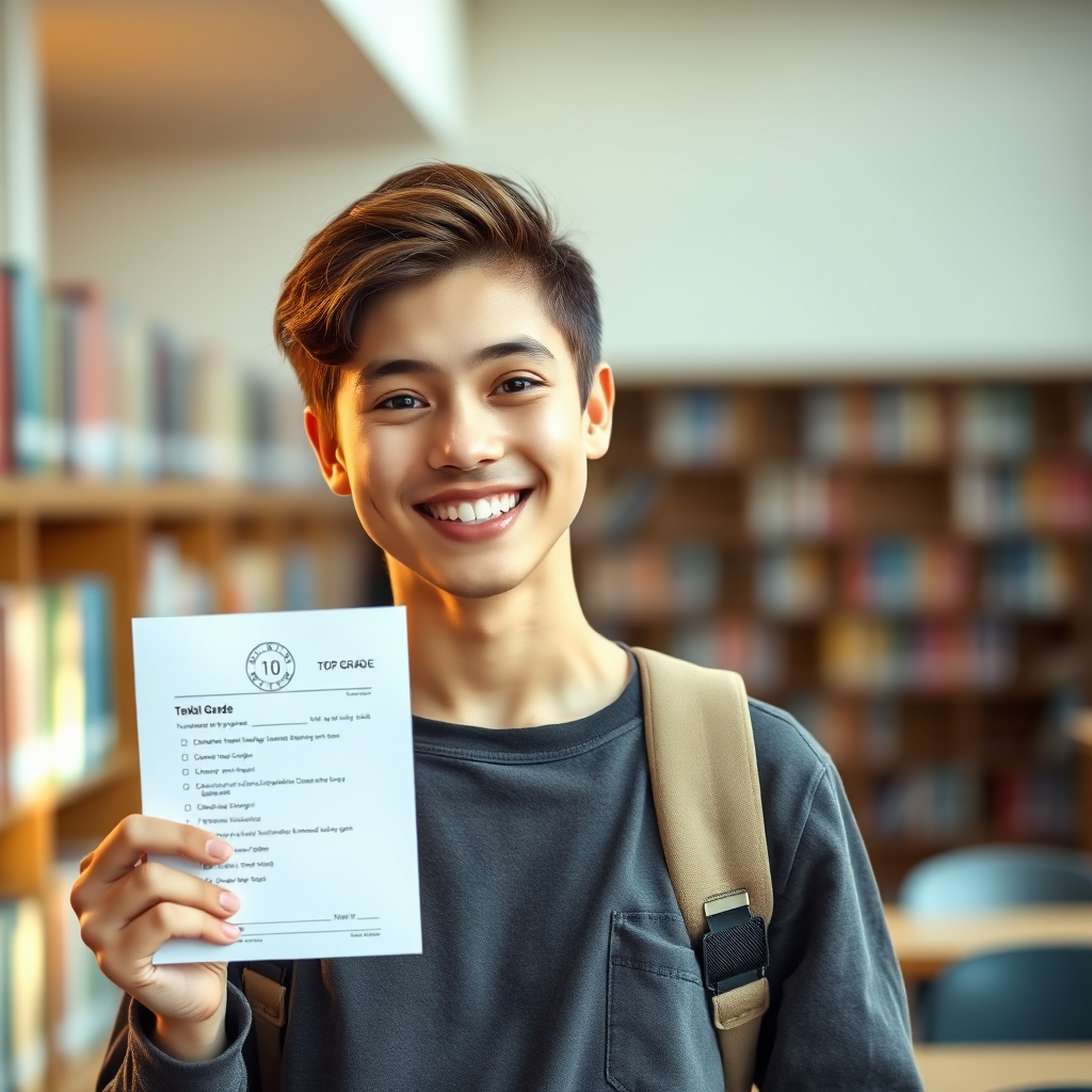 Student celebrating academic achievement