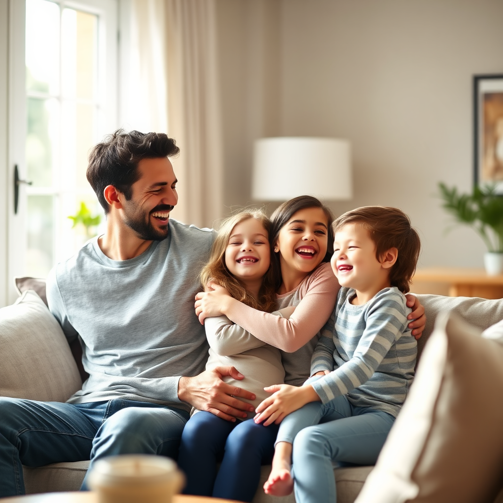 Family sharing a happy moment