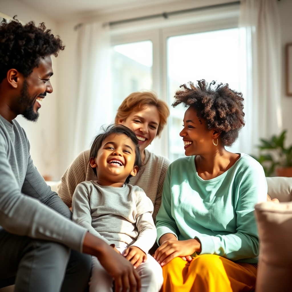 Family sharing a happy moment